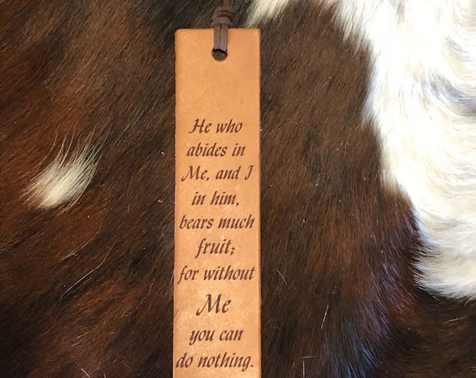 Laser Engraved John 15:5 Leather Bookmark