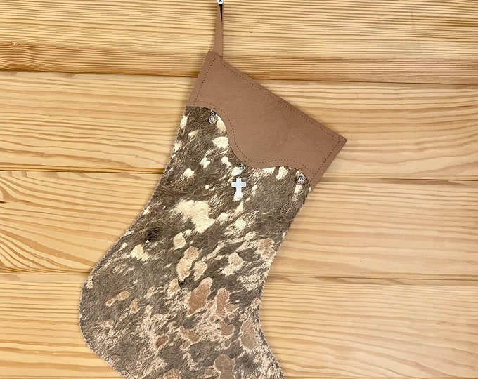 Handcrafted Cowhide and Leather Christmas Stocking