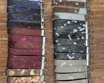 Acid Washed Cowhide Keychain Wristlet