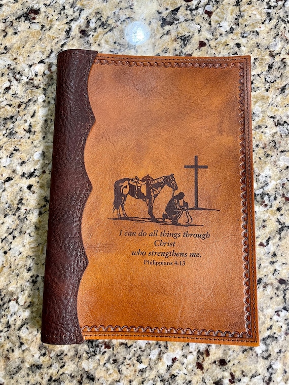小物 engrave the cross arm cover Handcrafted Laser Engraved Praying Cowboy and Philippians 4:13 All