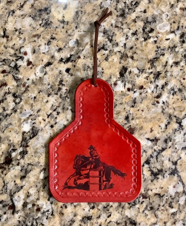 Handcrafted Laser Engraved Barrel Racer Ear Tag Ornament/mirror Hanger ...