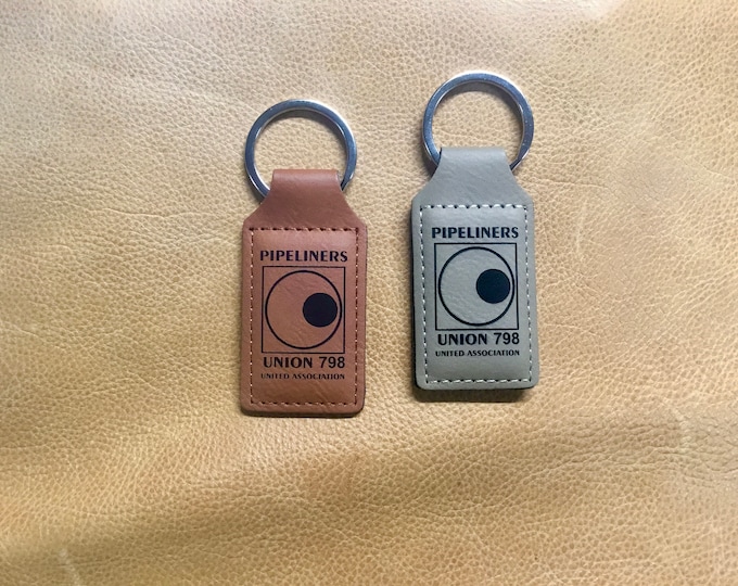 Laser Engraved Pipeliner 798 Union Leather Keychain