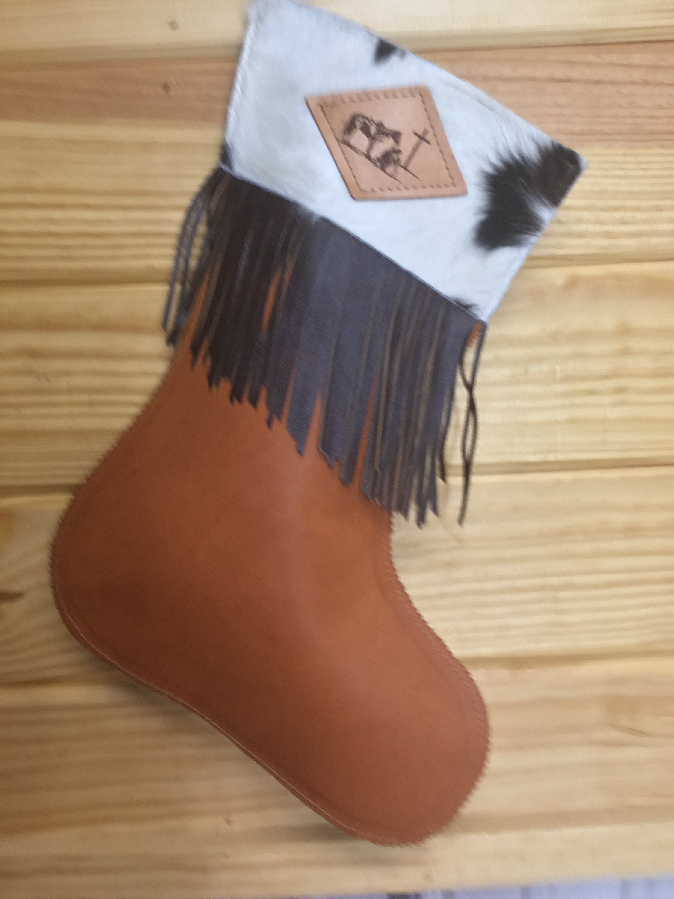 Handcrafted Praying Cowboy Leather And Cowhide Christmas