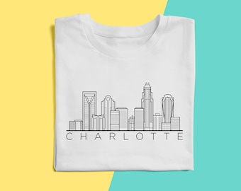 Charlotte T-Shirt - Charlotte Skyline T-Shirt - Charlotte North Carolina T-Shirt