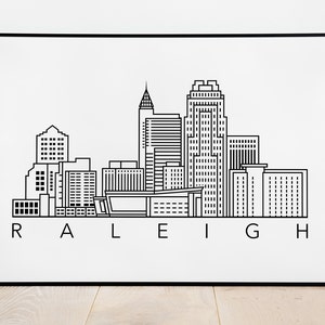 Raleigh Skyline Printable File - Raleigh Black White Wall Art - Raleigh Poster City - Digital Print - Vector Illustration - JPEG, SVG