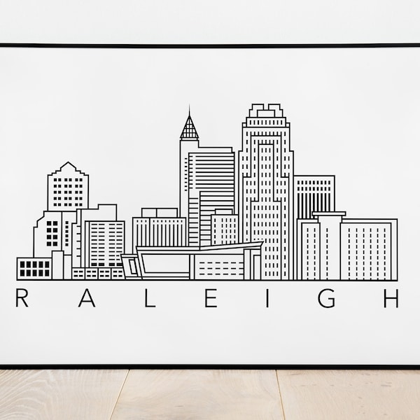 Raleigh Nc Skyline Wall Art Etsy
