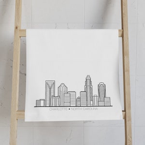 Charlotte NC Hand Towel - Charlotte NC Skyline Hand Towel - Charlotte North Carolina