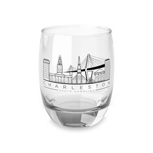 Charleston Whiskey Glass - Charleston SC Cocktail Glass - Charleston Wine Glass - Downtown Charleston Skyline