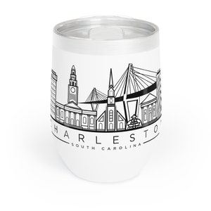 Charleston SC Wine Tumbler - Downtown Charleston Wine Glass - Charleston Skyline Cup - Charleston South Carolina Wine Cup