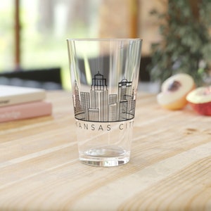 Kansas City Beer Glass, 16oz - Kansas City Missouri Beer Mug - Kansas City Pint Glass