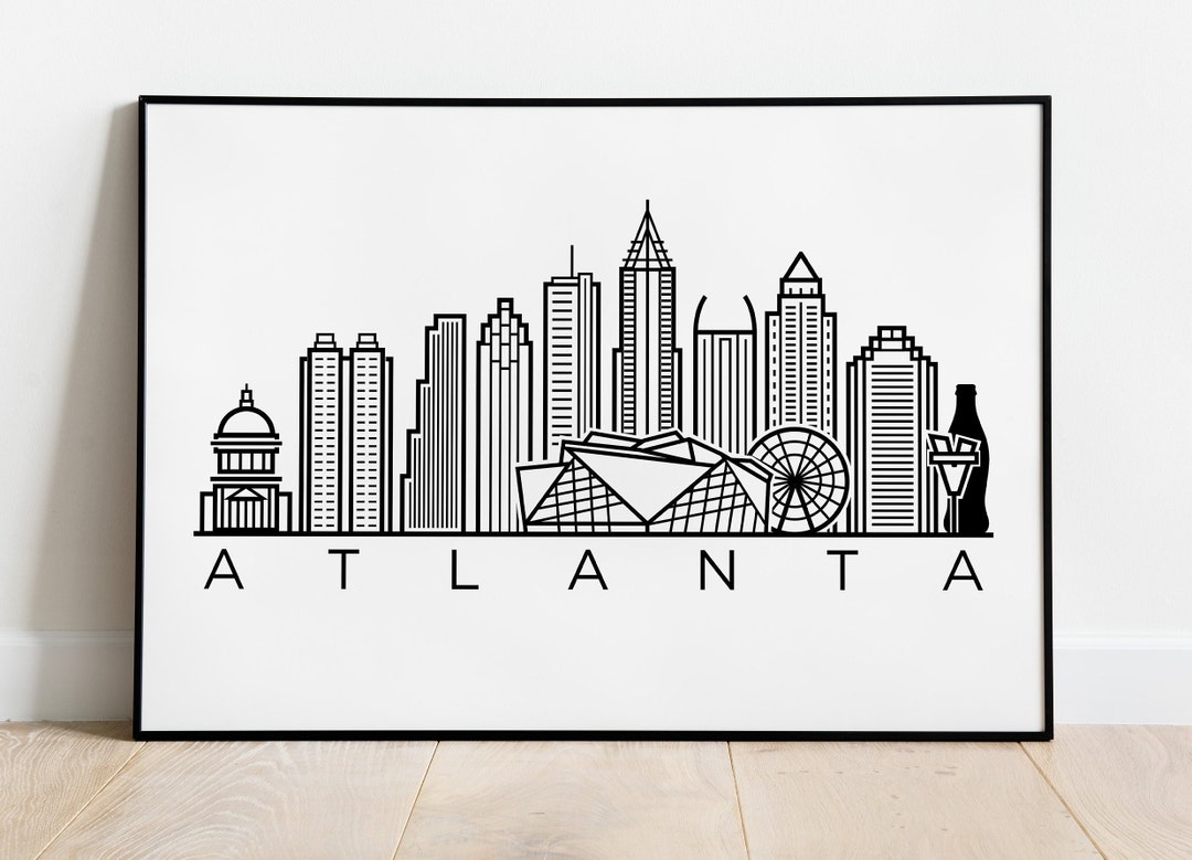 Atlanta Skyline Printable File - Atlanta Black White Wall Art - Atlanta ...