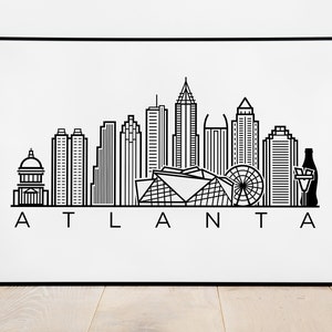 Atlanta Skyline Printable File - Atlanta Black White Wall Art - Atlanta Poster City - Digital Print - Vector Illustration - JPEG, SVG