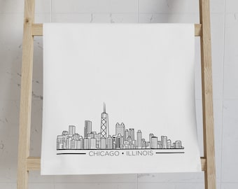 Chicago Hand Towel - Chicago Skyline Hand Towel - Chicago Illinois