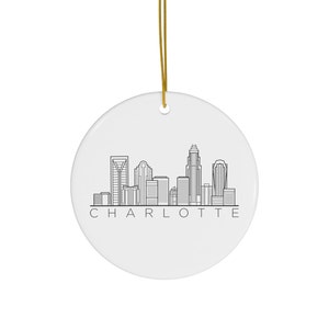 Charlotte Ceramic Ornament - Charlotte North Carolina Skyline Ornament - CLT Ornament