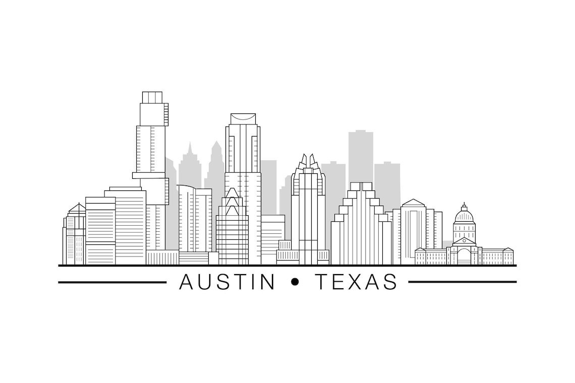 Austin Texas Skyline Printable File Austin Black White Wall Etsy