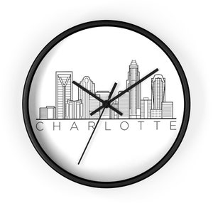 Charlotte NC Wall Clock - Charlotte Uptown Housewarming - Charlotte Skyline Clock - Charlotte NC City Gift