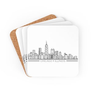 Chicago Coaster Set - Chicago Skyline Coaster - Chicago Illinois - City Chicago Coaster