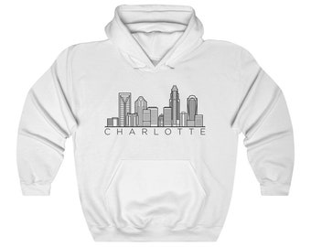 Charlotte NC Hoodie - Charlotte Skyline Sweatshirt - CLT City Jacket - Charlotte North Carolina Hoodie