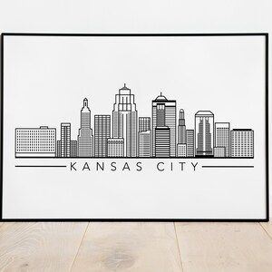 Kansas City Poster - Kansas City MO Black & White Wall Art - Kansas City Skyline Poster - Vector Illustration - Modern Kansas City Art