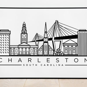 Charleston Skyline Printable File -  Charleston Downtown File- Charleston South Carolina Digital Files - Vector Illustration - JPEG, SVG