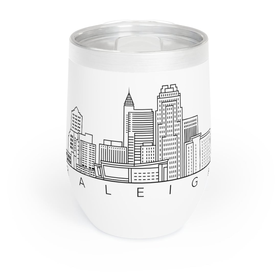 Raleigh NC Wine Tumbler Downtown Raleigh Wine Glass Raleigh Skyline Cup Raleigh North Carolina