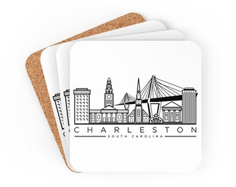Charleston SC Coaster Set - Charleston Skyline Coaster - Downtown Charleston Coaster - Charleston Caroline du Sud