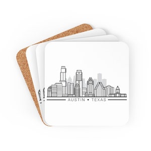 Austin Texas Coaster Set - ATX Coaster - Austin Skyline - Austin Cityscape