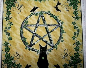 Wiccan Pentacle & Black Cat Scrying Mat, Dowsing, wiccan, Magic, Divination, Christmas