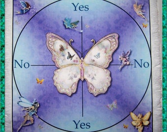 Butterfly & Fairies Scrying Mat, Dowsing wiccan Magic Divination, fairy gift