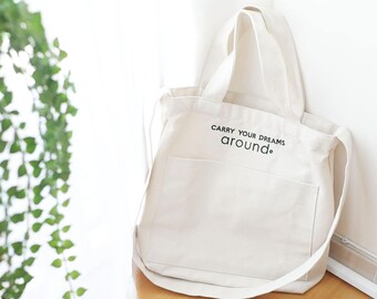minimalist dreamy slogan tote bag