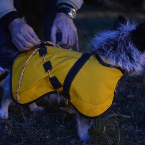 Dog raincoat, handmade,eco-textiles, repelant to water and dirt, self-cleaning Do not collect hair .SMALL SIZE