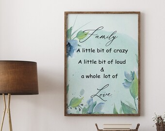 Family Quote Print, Printable Wall Art, Entryway Decor, Funn Quote, Family Love, Watercolorl wall Art,  Living Room Decor