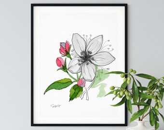 Delicate Botanical Printable, Floral  Wall Art, Instant Download,