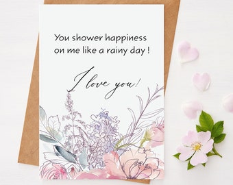 Valentine Printable Cards, 5x7 in, Love Card, Printable Envelope Template, Instant Download, Card for Him, Card for Her, Quote  Card,