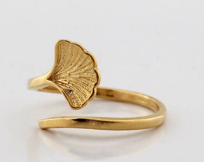 Gold Adjustable Ring Shell Ring Gold Plated Sterling Silver Etsy