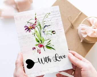 With You Printable Cards, Printable Envelope Template, 5x7 in, Love Card,  Instant Download, Card for Him, Card for Her, Engagement Card,