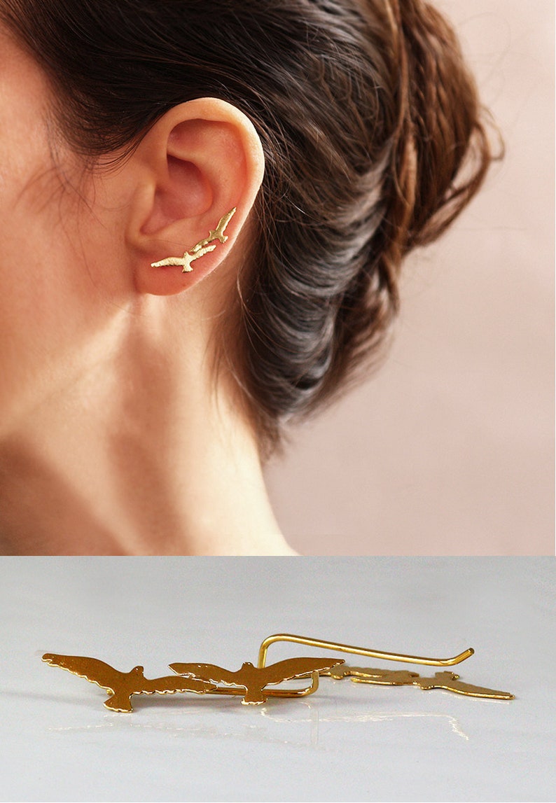 Gold or Silver Crawler Seagall jewelry Nickel Free Gold Ear Cuff Ear Climber Animal lover jewelry Seagall Ear Cuff