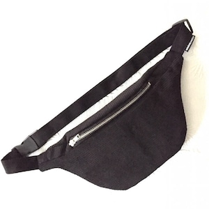 2 Größen Schwarz in Mittel-Wales Cord 18/20/22 cm Silber/Goldener Reißverschluss - Fanny Packs/ BumBag/ Vegan