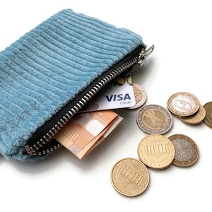 Mini-Geldbörse mit Reißverschluss, breite Cord-Geldbörse mit Reißverschluss, YKK-Reißverschluss/kleine Karten/Geldbörse, Mini-Projekt-Geldbörse/vegan Bild 5