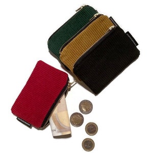 Extra Mini zip purse, medium-, wide wales corduroy zip purse, coins & bills purse, jewellery purse, vegan