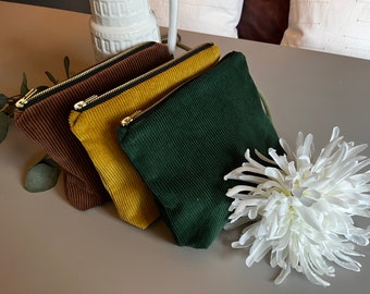 Large size Corduroy Medi-Wales All-Purpose Zip Pouch Cosmetic pouch/ Project pouch/ Travel Pouch/ Eco-Friendly Product/ Vegan