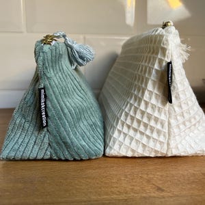 Dreieck Waffelgewebe - 2 Größen Zip-Beutel, Schminktasche, Kosmetiktasche, umweltfreundlich, minimalistisch, Leinen Utilties, Reisen, leicht, Vegan