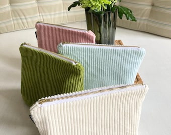 Large size Corduroy All-Purpose Zip Pouch Cosmetic pouch/ Project pouch/ Travel Pouch/ Eco-Friendly Product/ Vegan