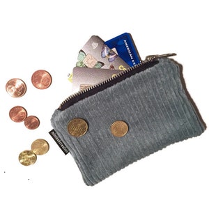 Mini Geldbörse, mittelgroße Geldbörse aus Cord, YKK Reißverschluss für Karten / Münzen / Geldscheine / Schmuck / Vegan Bild 4
