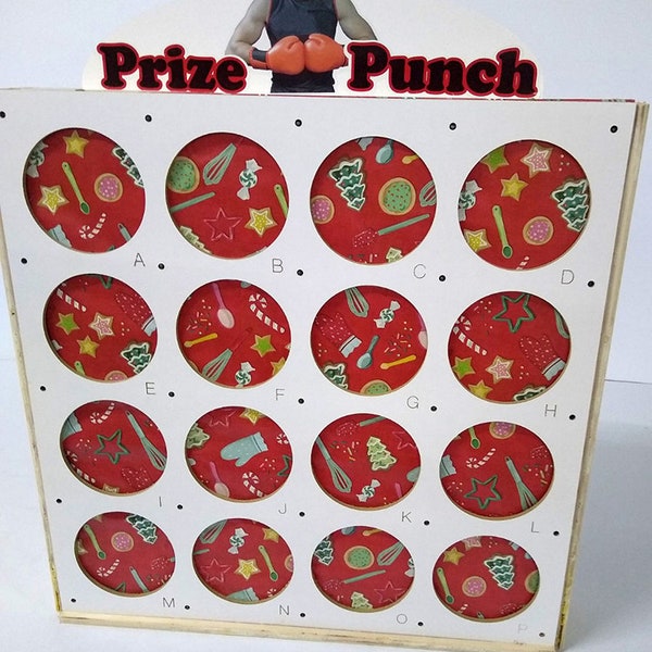 Punch Board Prize Game Table Top Version Hidden Compartments Fundraising Parties Holidays School Fairs, Nonprofits, Corporate Conventions