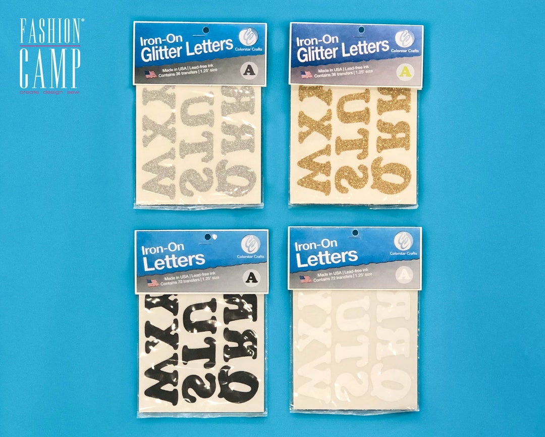 Glitter Iron on Letters 1.25 Ironon Gold Glitter, Silver Glitter