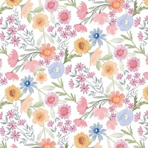 Spring Fling Floral Fabric | Dear Stella | And Sew It Goes | Blue Purple Yellow Floral | Cotton Woven | Continuous Yardage