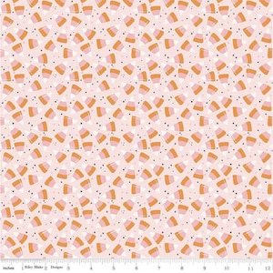 Candy Corn Blush Fabric | Riley Blake | Hey Pumpkin Collection | Orange Pink Candy Corn | Halloween Cotton Woven Fabric | Continuous Yardage