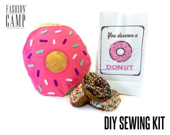 DIY Donut Pillow Sewing Kit for Kids | Kids Craft Kit | Easy Doughnut Pillow Tutorial | Beginner Tween Craft Kit | Cute Kids Sewing Project