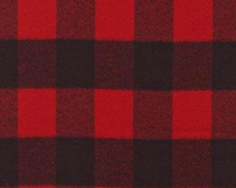 Red and Black Buffalo Plaid Flannel Fabric | Robert Kaufman, Cotton, By The 1/2 Yard